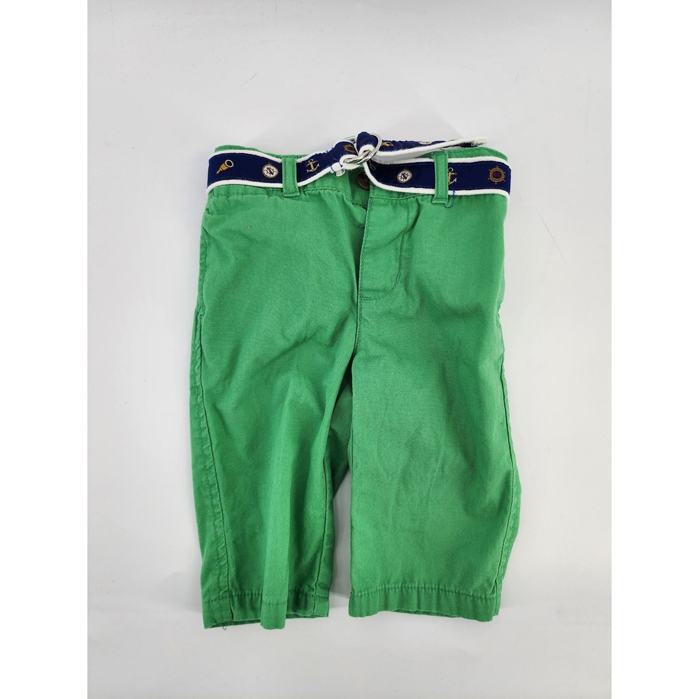 Ralph Lauren 6M Green Chino Panys Nautical Anchor Belted Cotton Kids Boys
